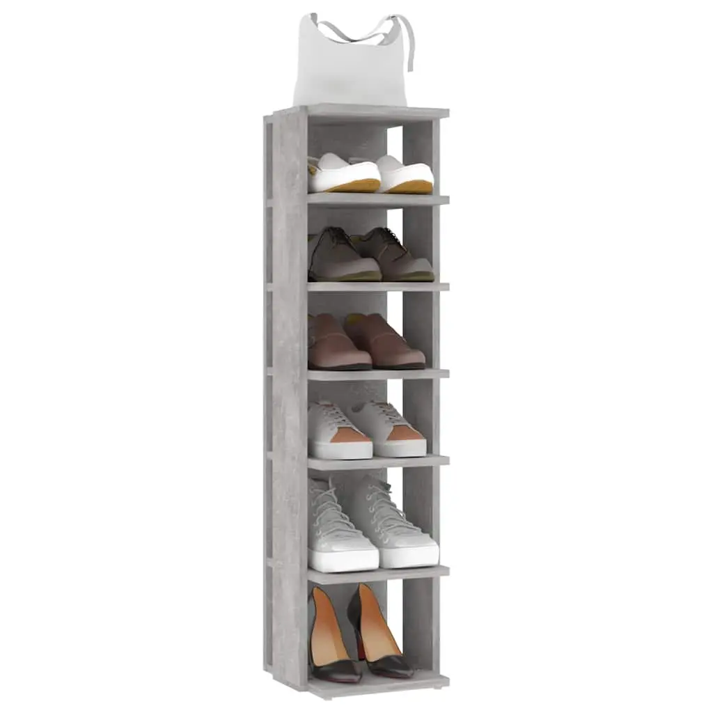 Shoe Cabinet Engineered Wood 102 cm Grey Narrow Corner Storage Rack Organiser 6 Shelves