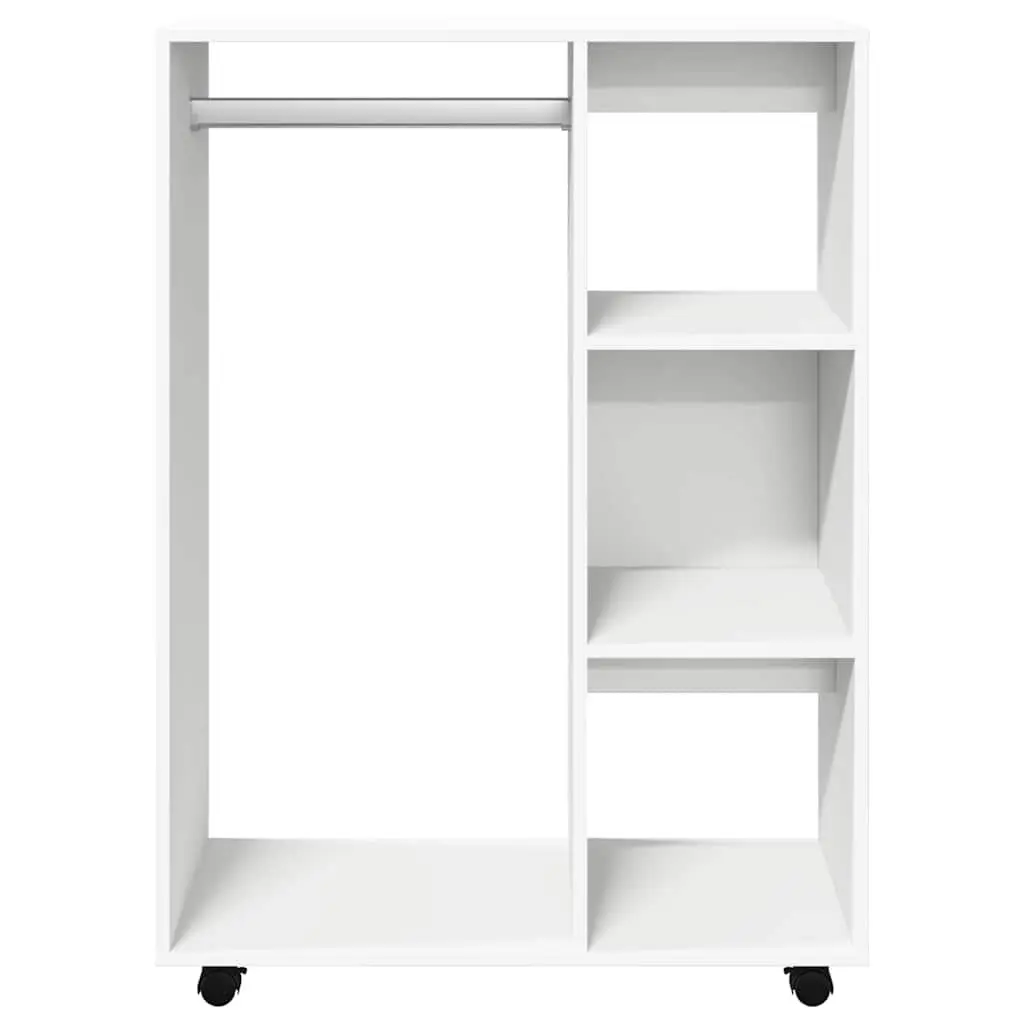 White Wardrobe Cabinet with Mobile Wheels
