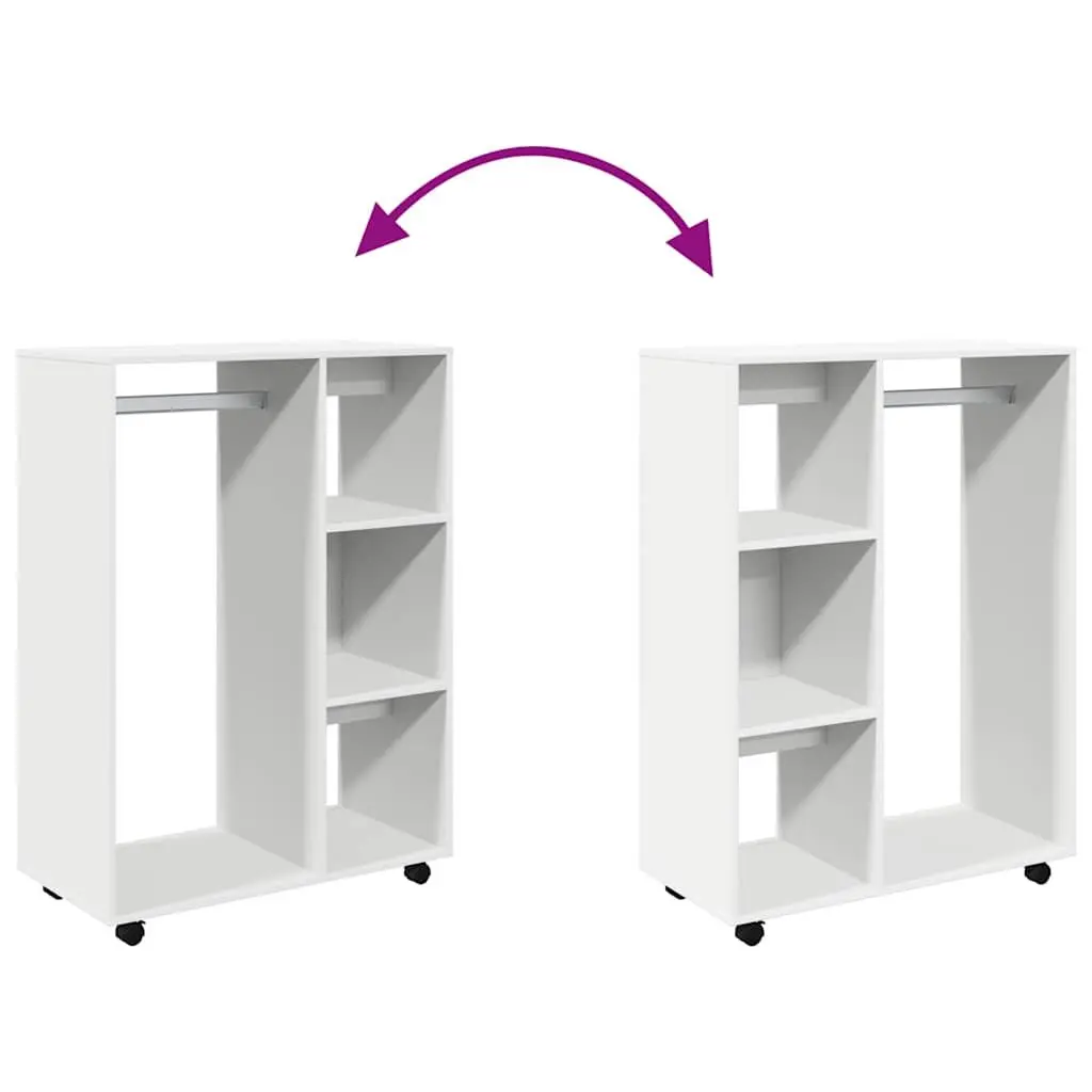 White Wardrobe Cabinet with Mobile Wheels