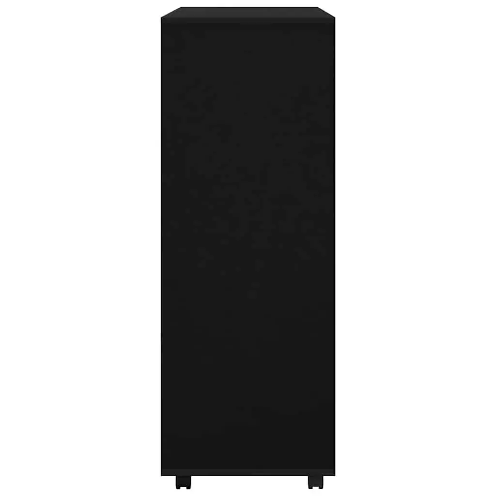 Black Engineered Wood Wardrobe Cabinet with Open Shelves