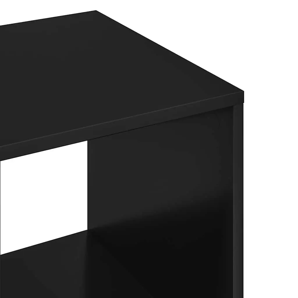 Black Engineered Wood Wardrobe Cabinet with Open Shelves