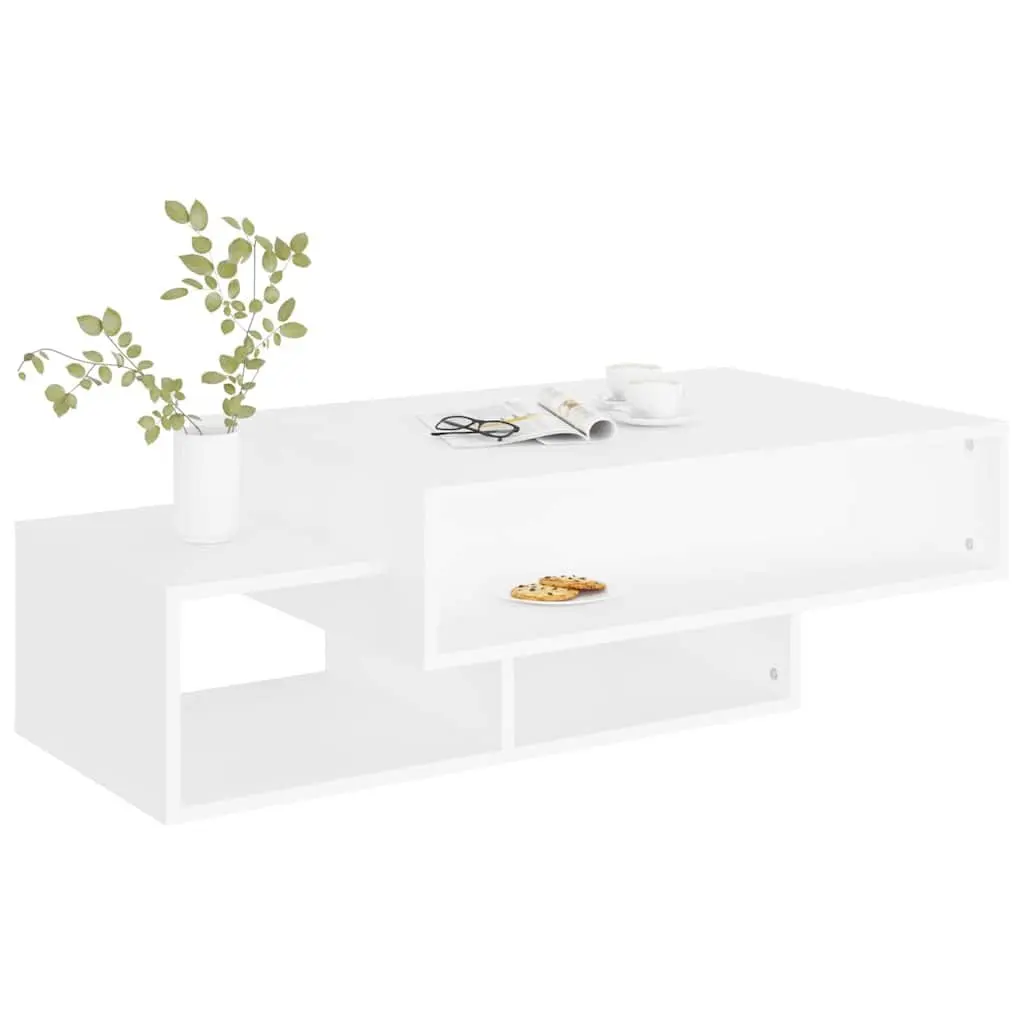 White Coffee Table with Storage Compartments for Living Room