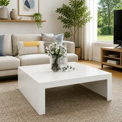 Sturdy White Square Coffee Table for Modern Living Rooms