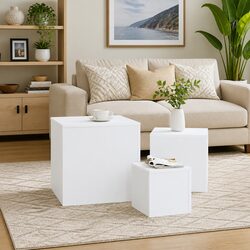 Durable Set of 3 White Accent Side Tables for Any Room