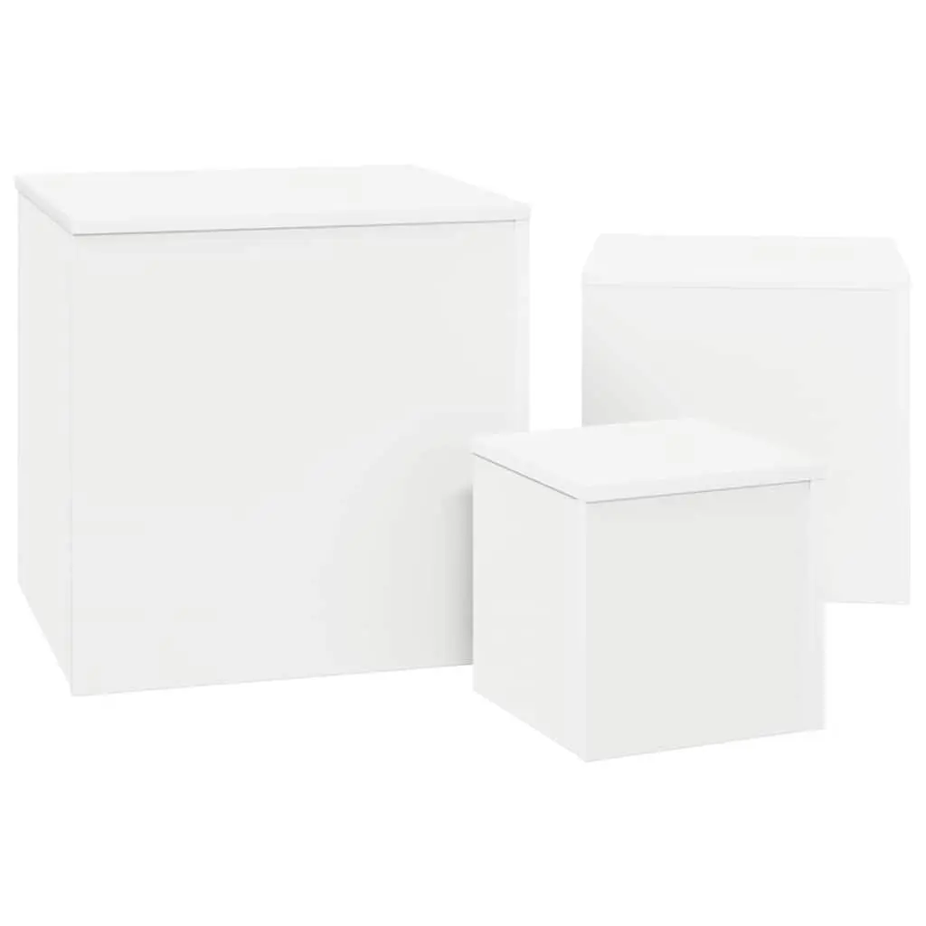 Accent Side Tables Set of 3 Engineered Wood White