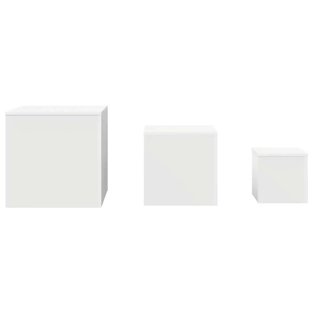 Accent Side Tables Set of 3 Engineered Wood White