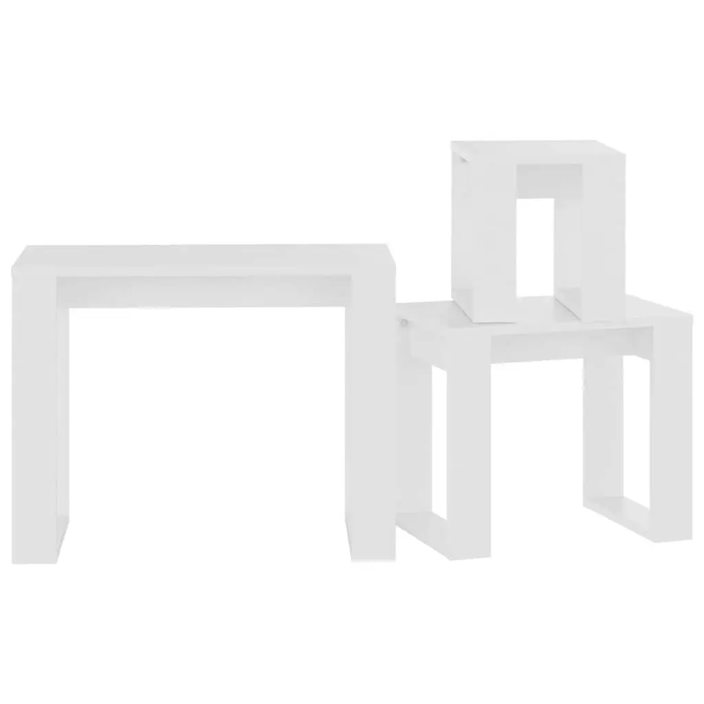 Nesting Tables 3 Piece Set White Space Saving Side Tables Living Room Bedroom