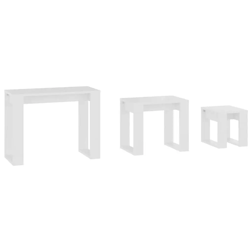 Nesting Tables 3 Piece Set White Space Saving Side Tables Living Room Bedroom