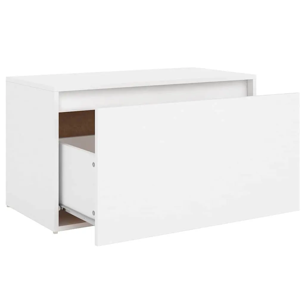 White Hall Storage Bench with Sliding Drawer