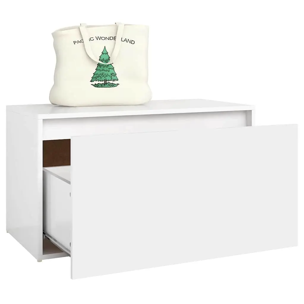 White Hall Storage Bench with Sliding Drawer