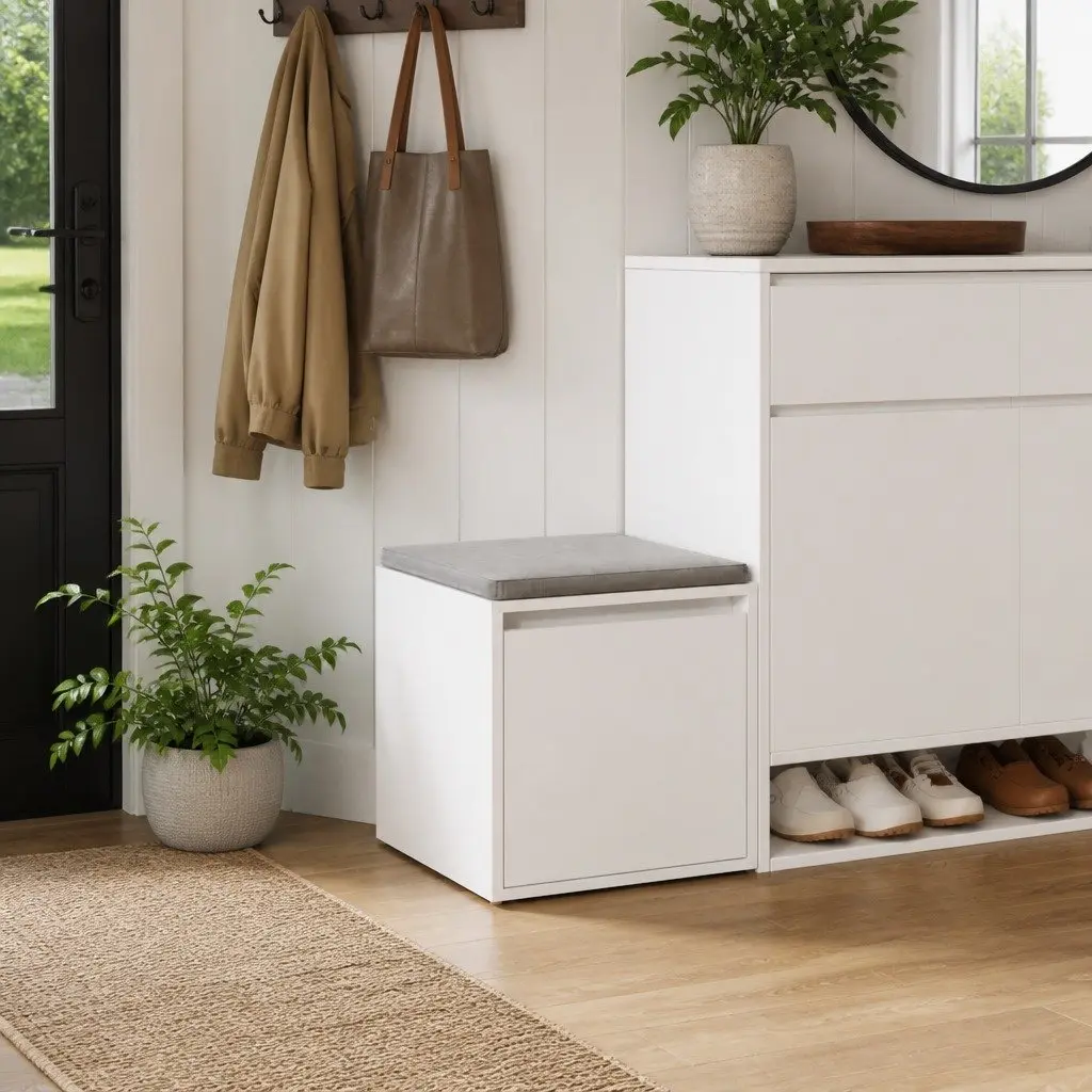 White Storage Chest Box with Drawer for Organising