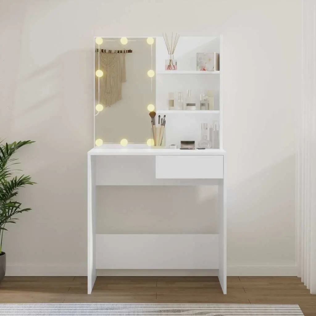 Dressing Table with LED Mirror for Storage