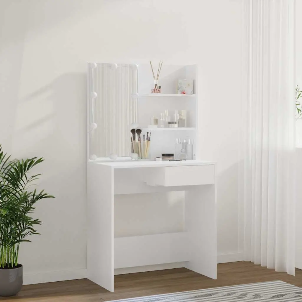 Dressing Table with LED Mirror for Storage