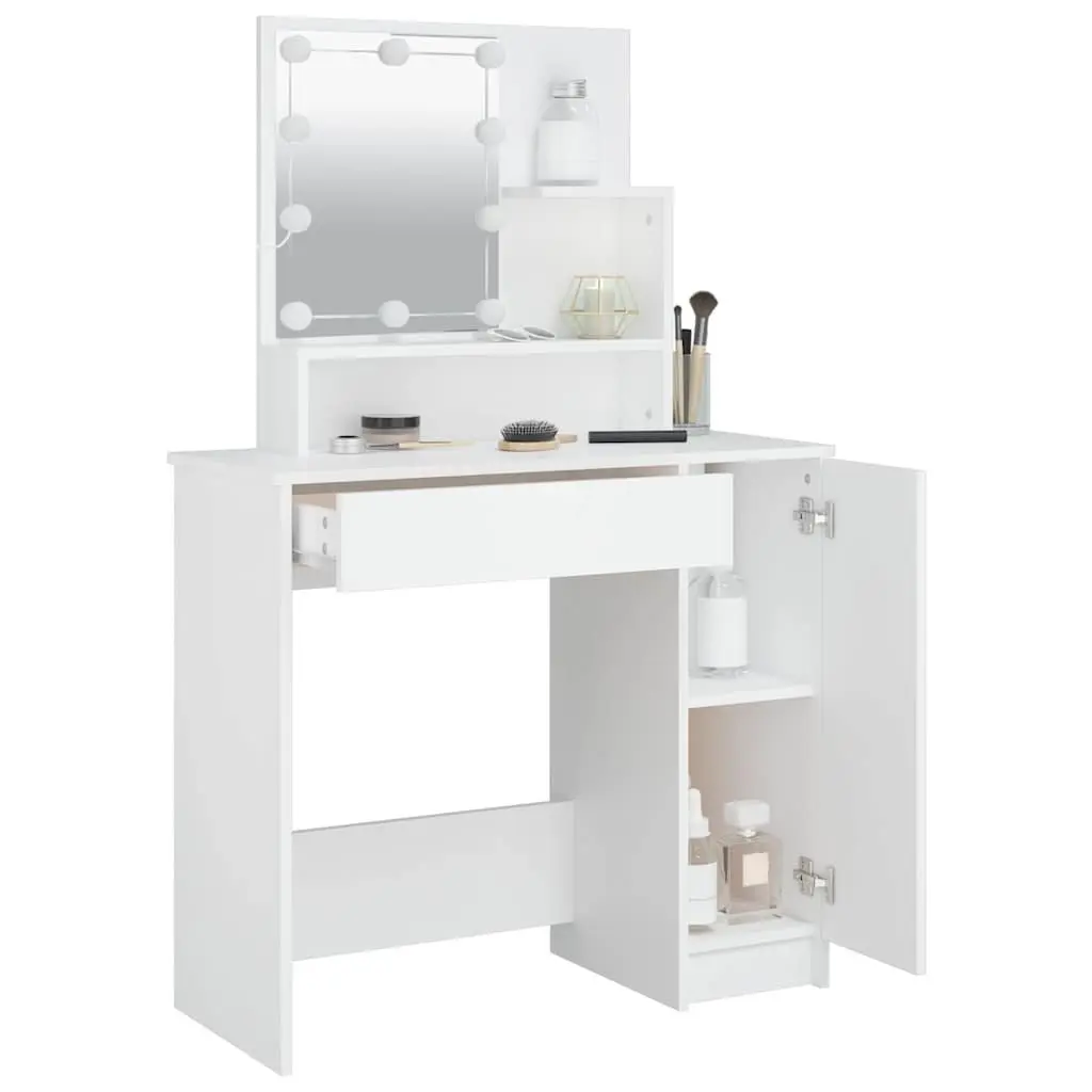 White Dressing Table with LED Mirror Lighting
