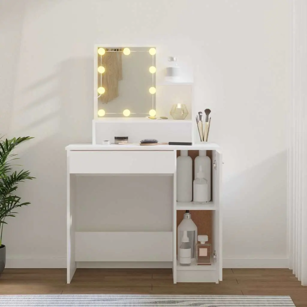 White Dressing Table with LED Mirror Lighting