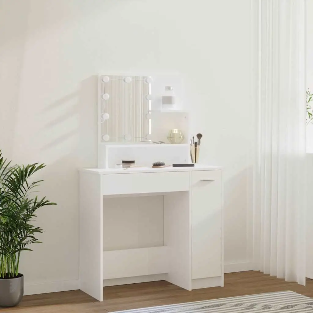 White Dressing Table with LED Mirror Lighting