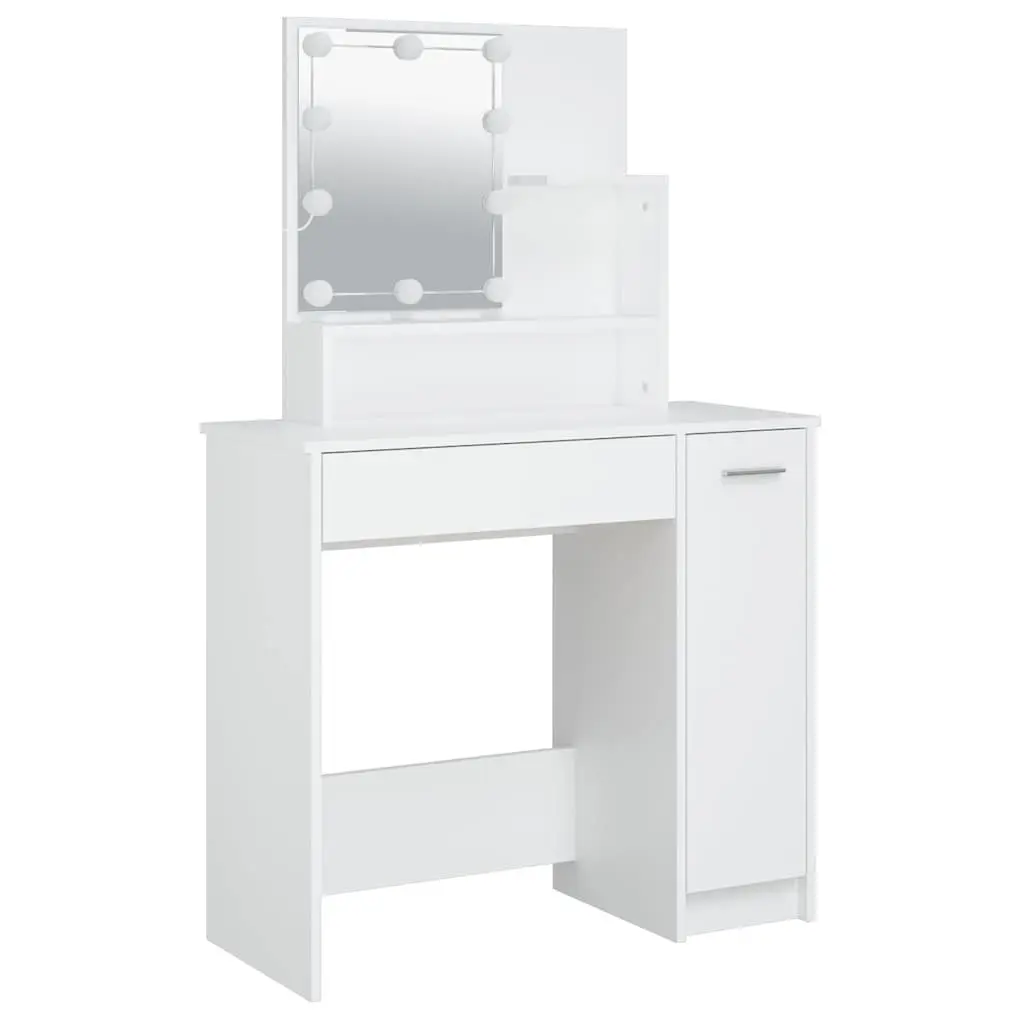 White Dressing Table with LED Mirror Lighting