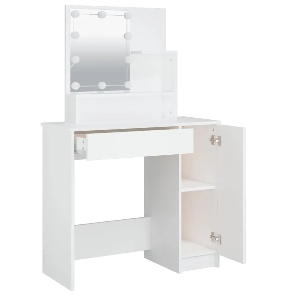White Dressing Table with LED Mirror Lighting
