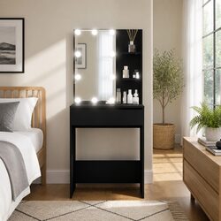 Stylish Black Dressing Table with USB LED Mirror Lights