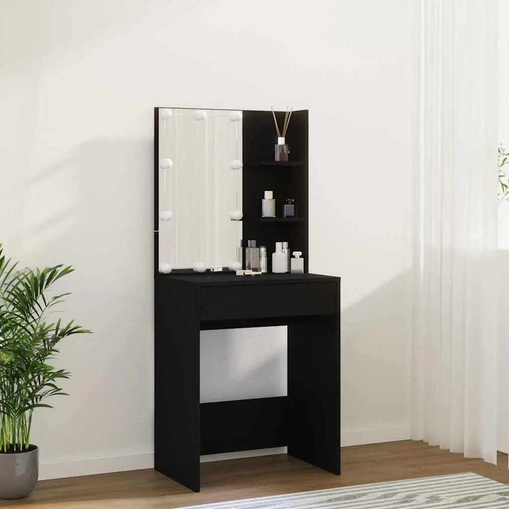 Black Dressing Table with USB LED Mirror Lights