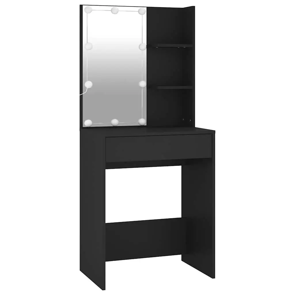 Black Dressing Table with USB LED Mirror Lights