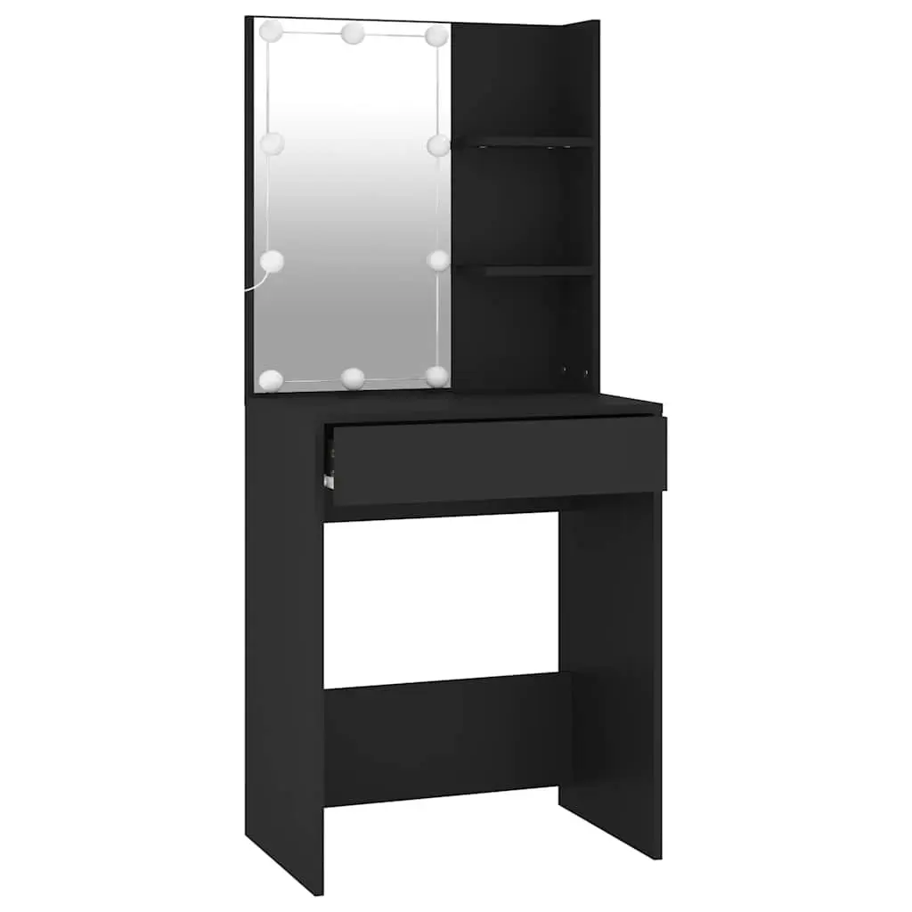Black Dressing Table with USB LED Mirror Lights