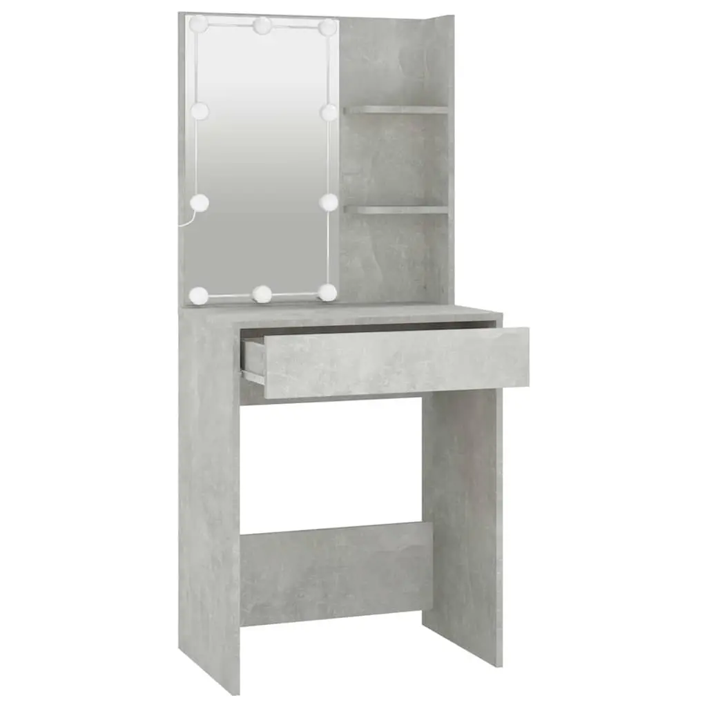 LED Mirror Dressing Table with Grey Finish and Storage