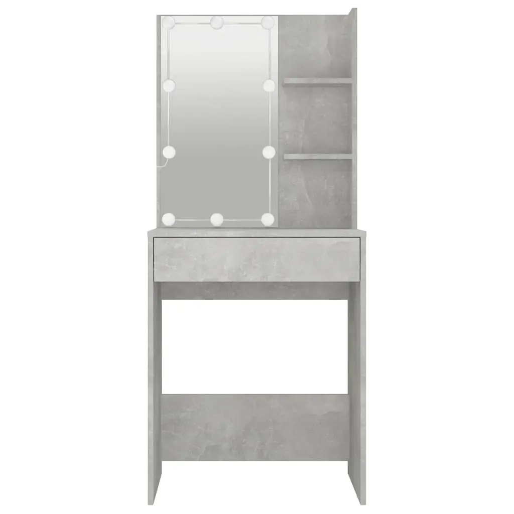 LED Mirror Dressing Table with Grey Finish and Storage