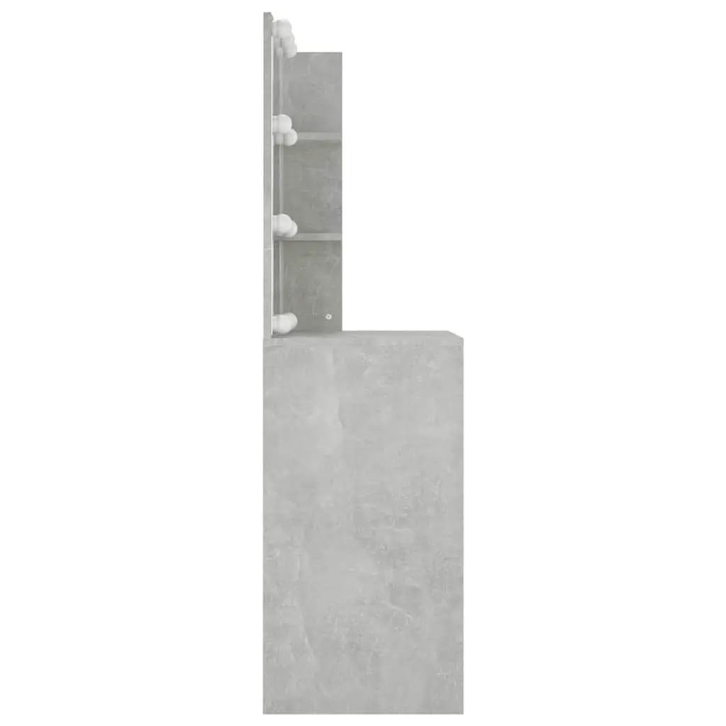 LED Mirror Dressing Table with Grey Finish and Storage