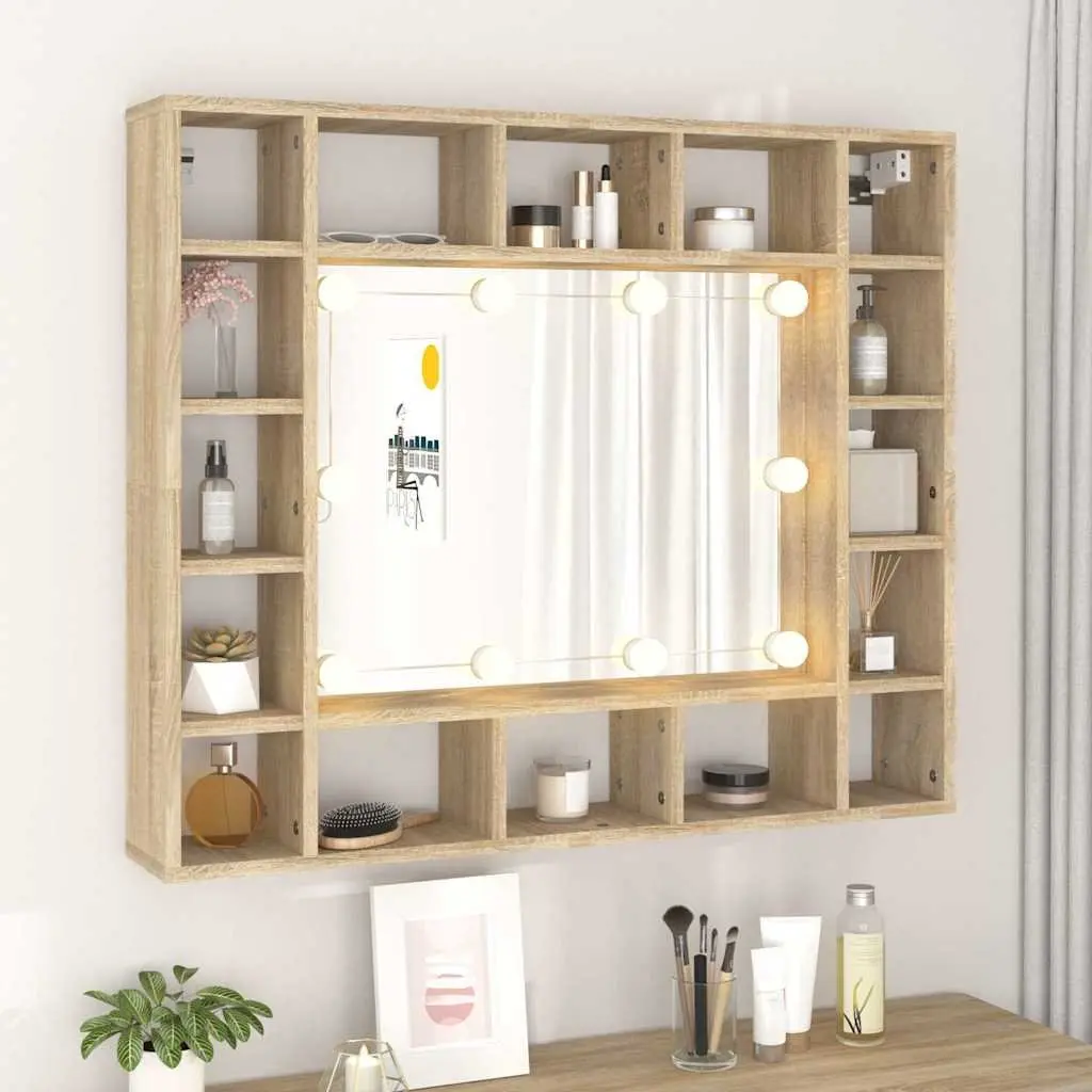 LED Lighted Wall-Mounted Mirror Cabinet for Storage