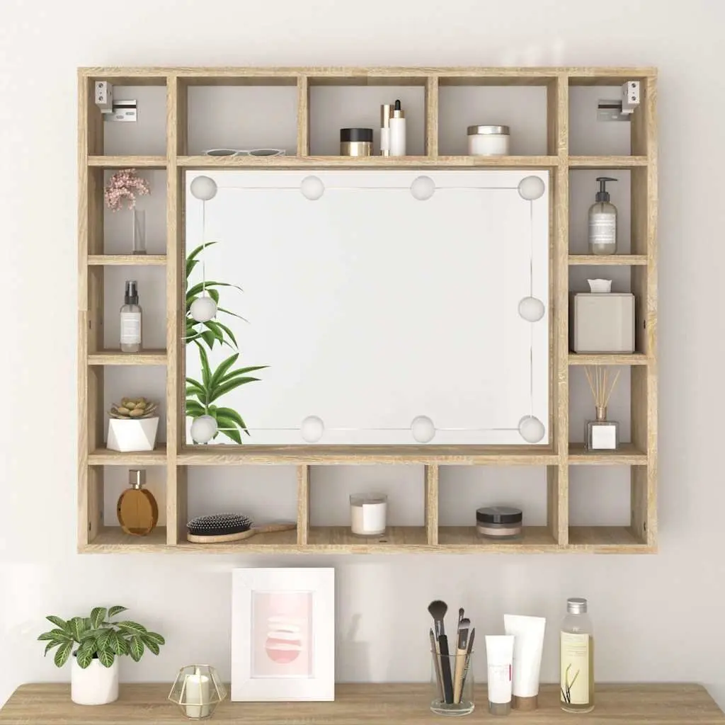 LED Lighted Wall-Mounted Mirror Cabinet for Storage