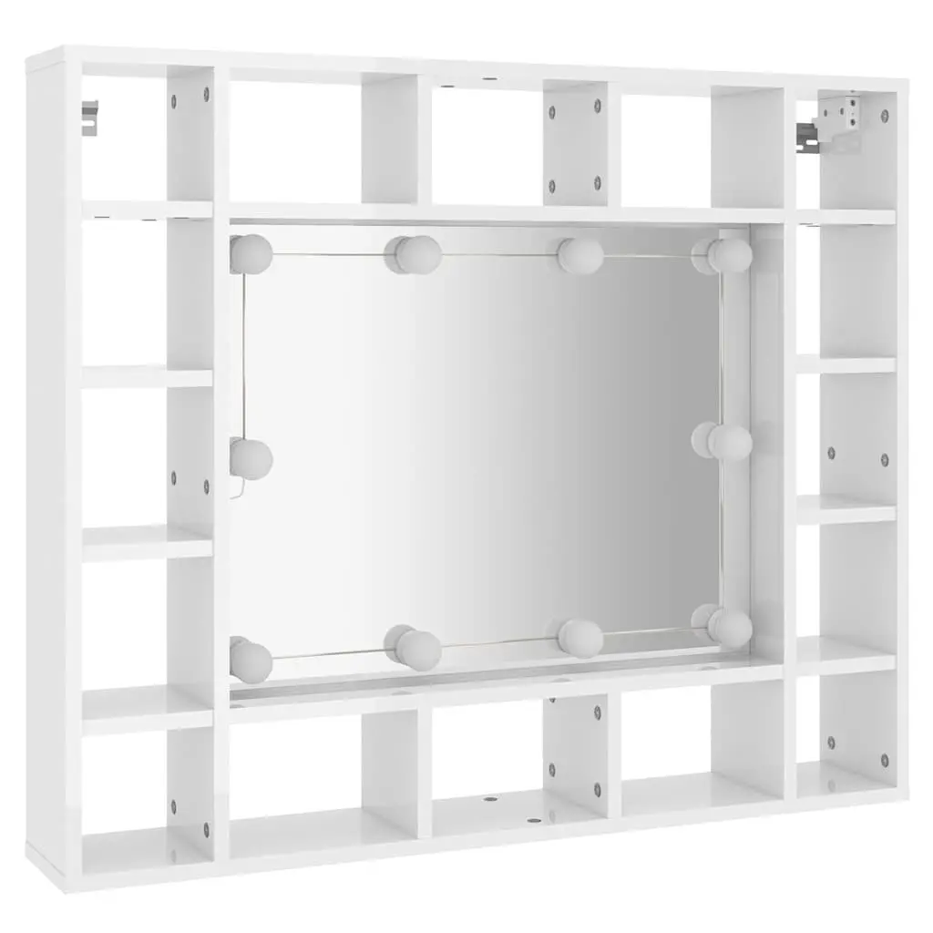 Bathroom Cabinet Engineered Wood 91x15x76.5cm White LED Wall-Mounted