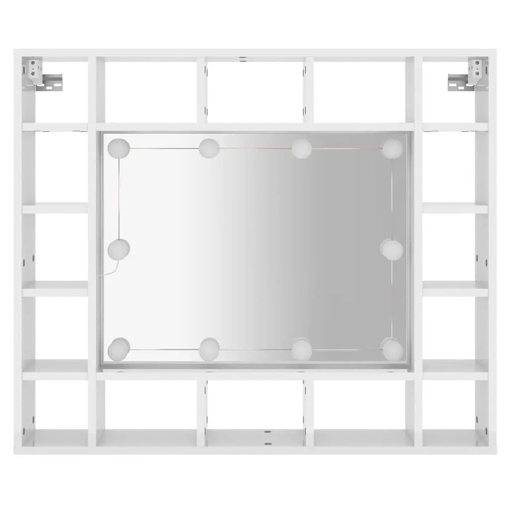 Bathroom Cabinet Engineered Wood 91x15x76.5cm White LED Wall-Mounted