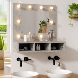 Stylish Grey Mirror Cabinet with LED Lighting