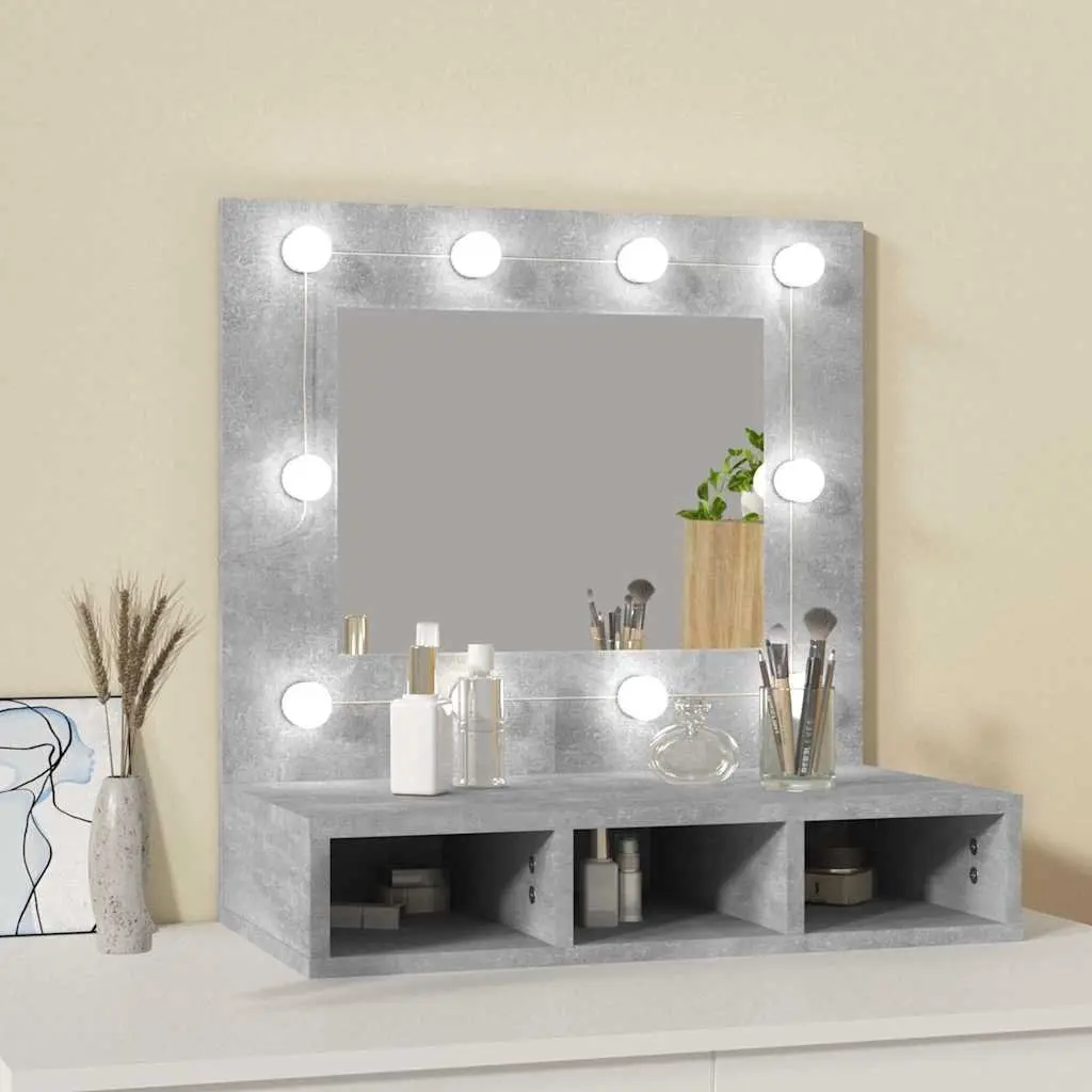 Grey Mirror Cabinet with LED Lighting