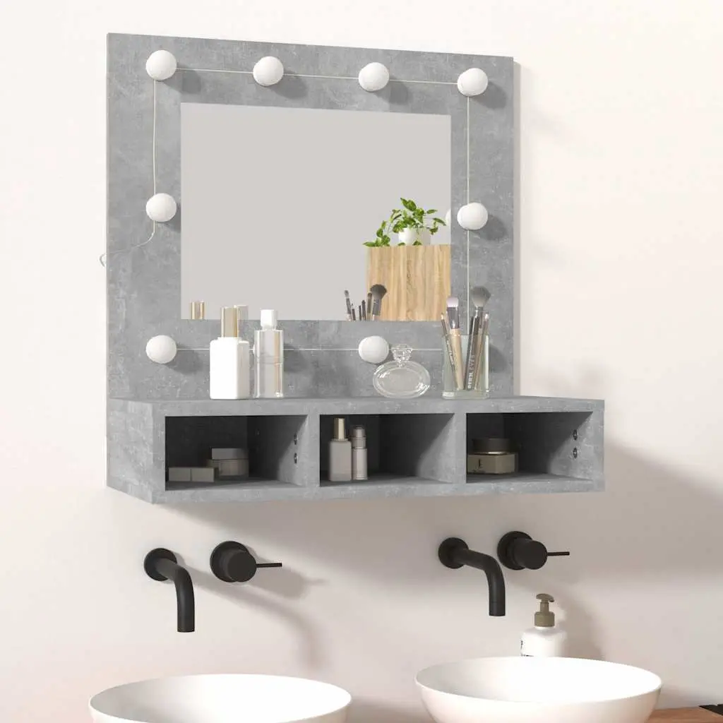 Grey Mirror Cabinet with LED Lighting