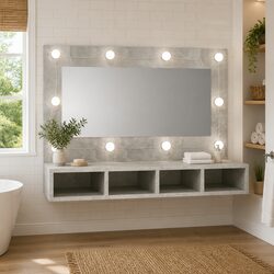 Mirror Cabinet with LED Lights Bathroom Vanity Storage Concrete Grey
