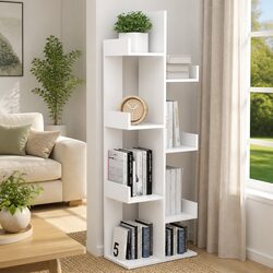 Sturdy White 8-Compartment Bookshelf for Home