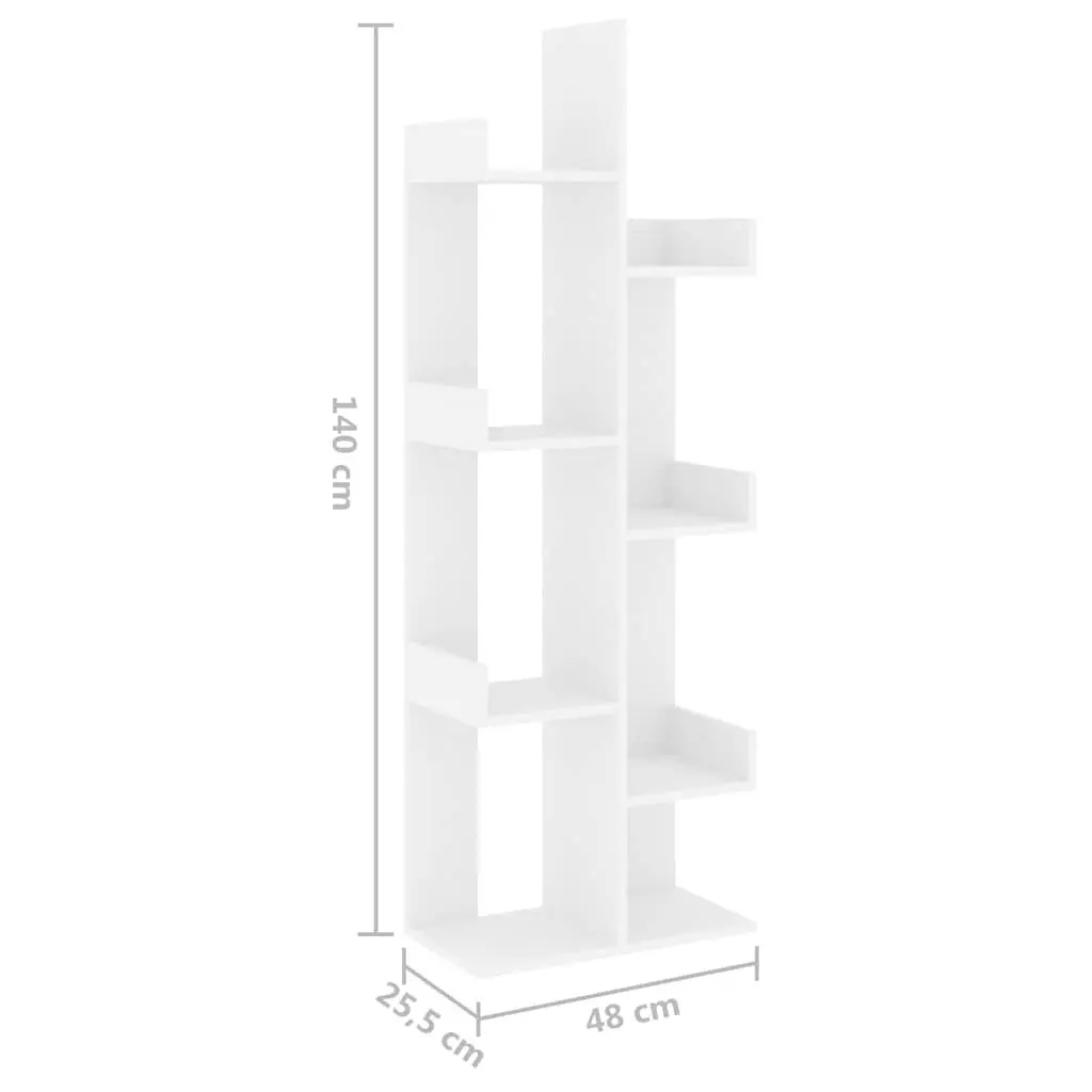 White 8-Compartment Bookshelf for Home