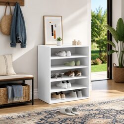 Durable 5-Shelf White Shoe Cabinet for Organised Storage