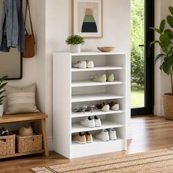 Durable Shoe Storage Cabinet with 7 Shelves in White