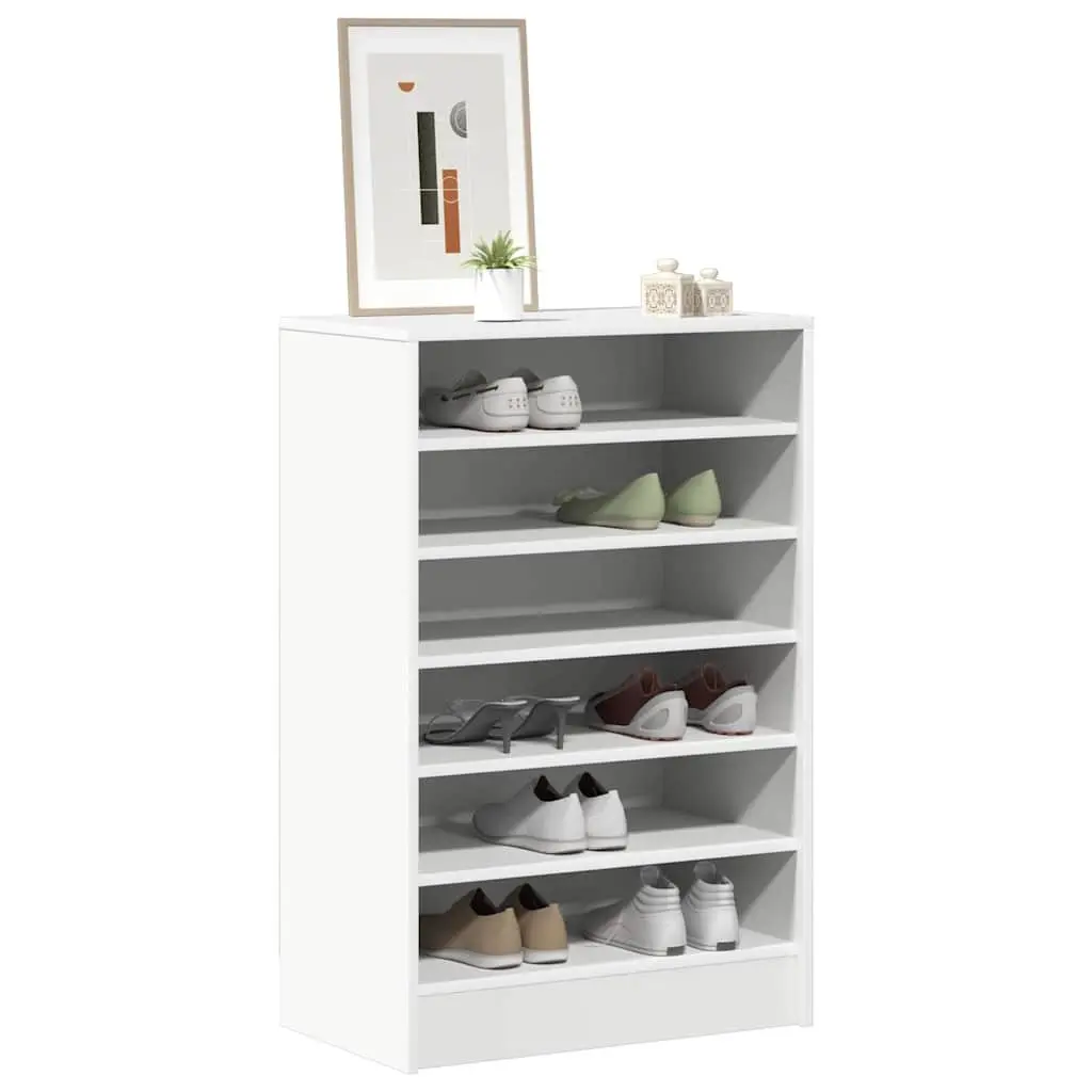 Shoe Cabinet Engineered Wood 60W x 35D x 92H cm White 7 Shelves Footwear Rack