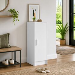 Durable White Shoe Cabinet with 6 Shelves for Storage