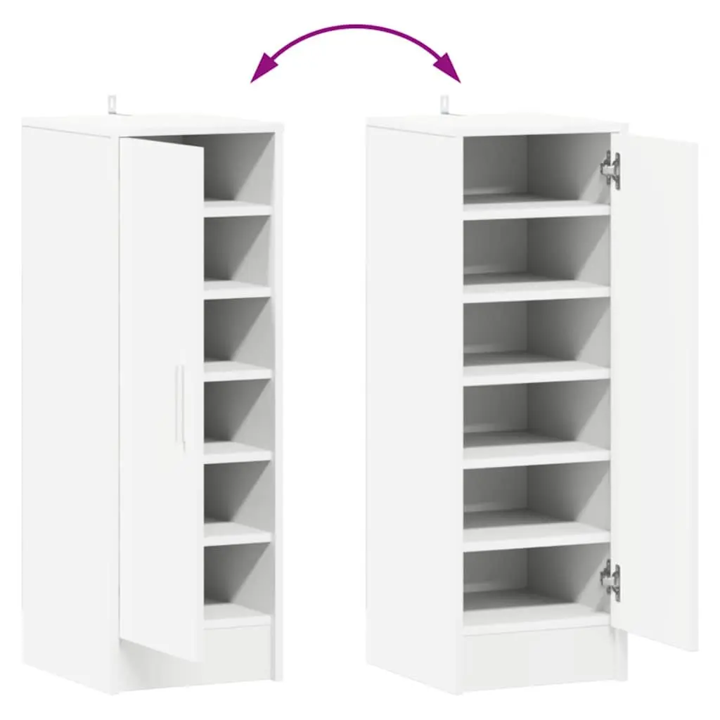 Shoe Cabinet Engineered Wood 32W x 35D x 92H cm White 6 Shelves