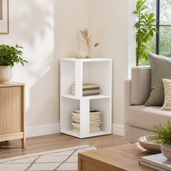 Corner Storage Cabinet White Engineered Wood Shelf Unit Living Room Organiser