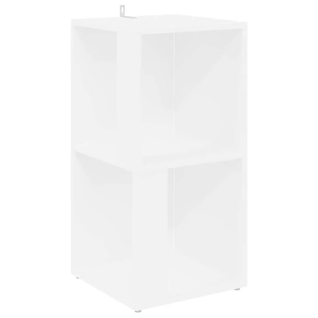 White Engineered Wood Corner Storage Cabinet