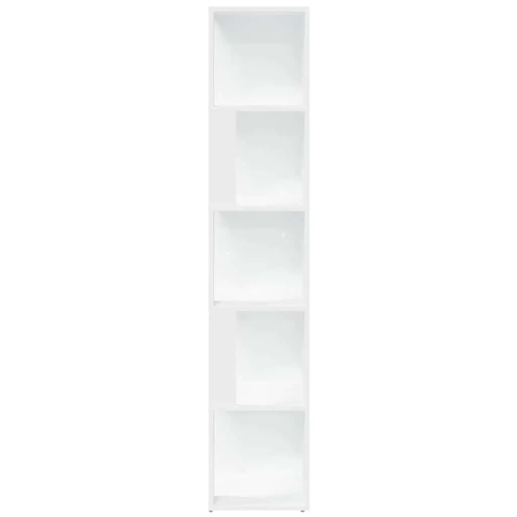 White Corner Storage Cabinet with 5 Compartments