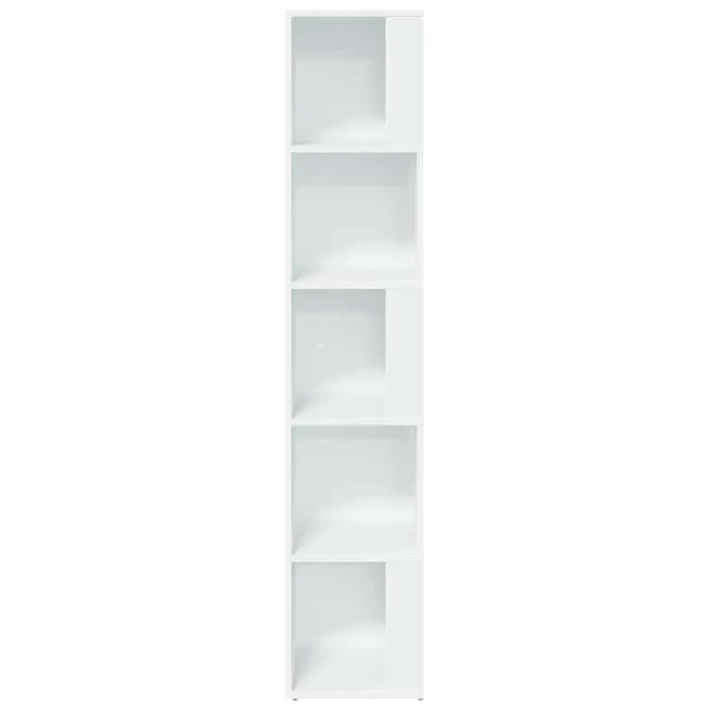 White Corner Storage Cabinet with 5 Compartments
