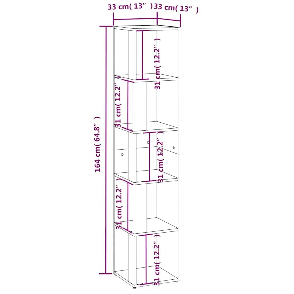 White Corner Storage Cabinet with 5 Compartments