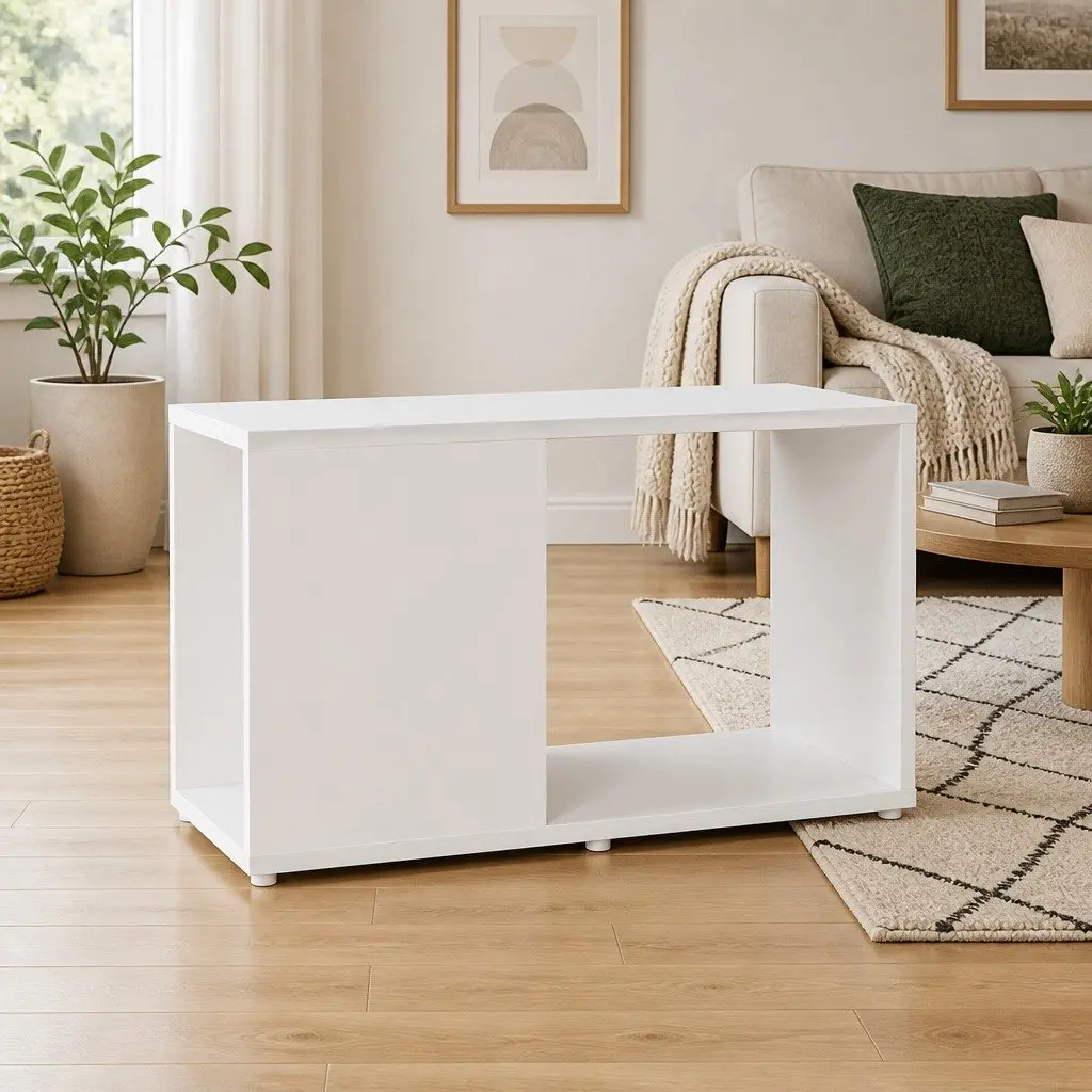 White Open Shelving Unit for TV Storage